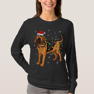 Bloodhound Dog Xmas Lighting Santa Hat Bloodhound  T-Shirt