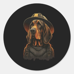 Bloodhound Fire On Firefighter Bloodhound Classic Round Sticker