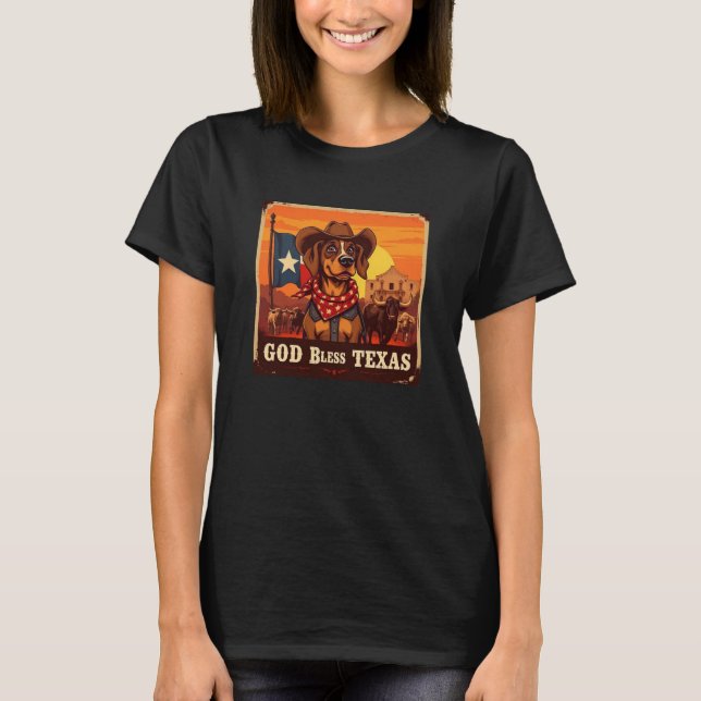 Bloodhound God Bless Texas T-Shirt (Front)