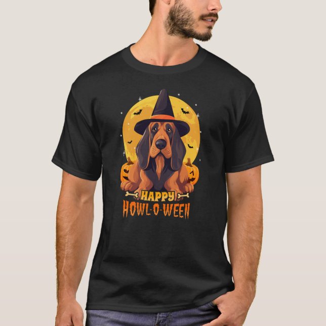 Bloodhound Halloween Dog Howl O Ween Funny Pet T-Shirt (Front)