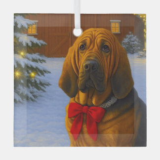 Bloodhound Holiday  Glass Tree Decoration