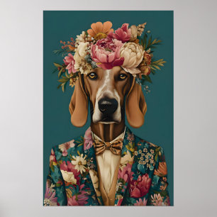 Bloodhound In Suit Poster, Bloodhound Portrait Poster