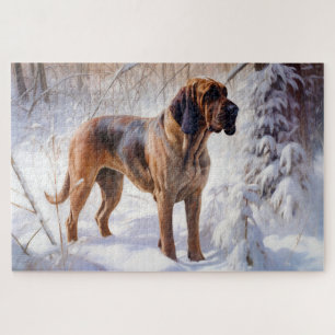 Bloodhound Let It Snow Christmas Jigsaw Puzzle