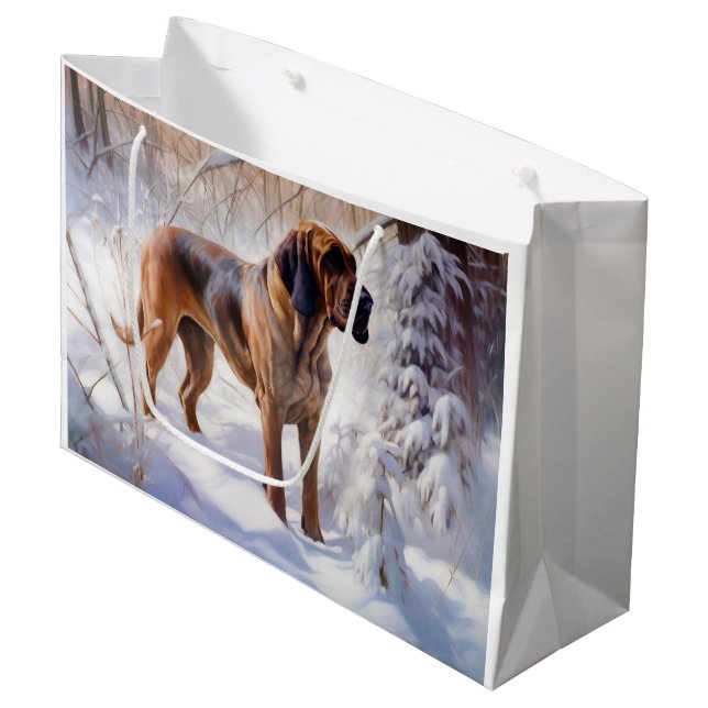 Bloodhound Let It Snow Christmas Large Gift Bag (Front Angled)