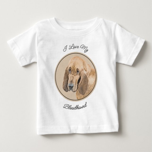 Bloodhound Painting - Cute Original Dog Art Baby T-Shirt (Front)