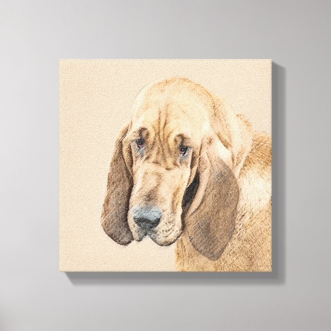 Bloodhound Painting - Cute Original Dog Art Canvas Print (Front)