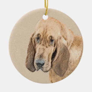 Bloodhound Painting - Cute Original Dog Art Ceramic Tree Decoration