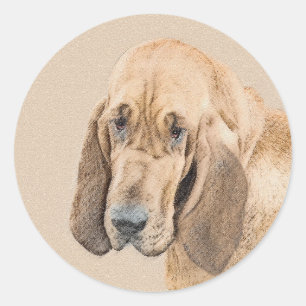 Bloodhound Painting - Cute Original Dog Art Classic Round Sticker