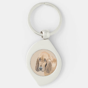 Bloodhound Painting - Cute Original Dog Art Key Ring