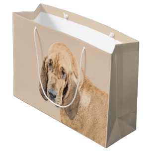 Bloodhound Painting - Cute Original Dog Art Large Gift Bag