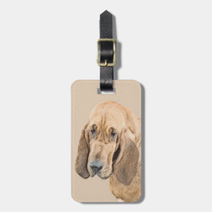 Bloodhound Painting - Cute Original Dog Art Luggage Tag