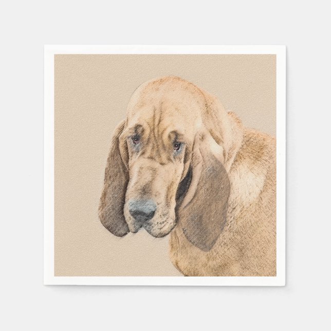 Bloodhound Painting - Cute Original Dog Art Napkin (Front)