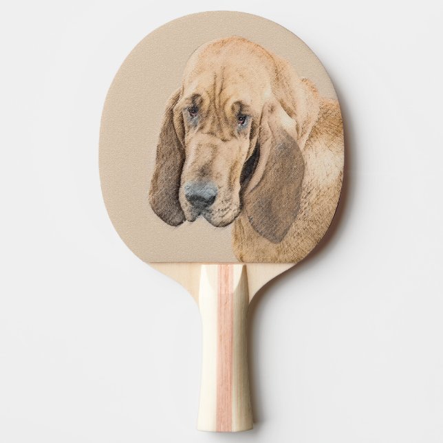 Bloodhound Painting - Cute Original Dog Art Ping Pong Paddle (Front)