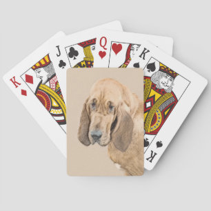 Bloodhound Painting - Cute Original Dog Art Playing Cards