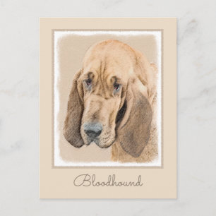 Bloodhound Painting - Cute Original Dog Art Postcard
