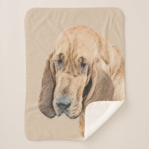 Bloodhound Painting - Cute Original Dog Art Sherpa Blanket