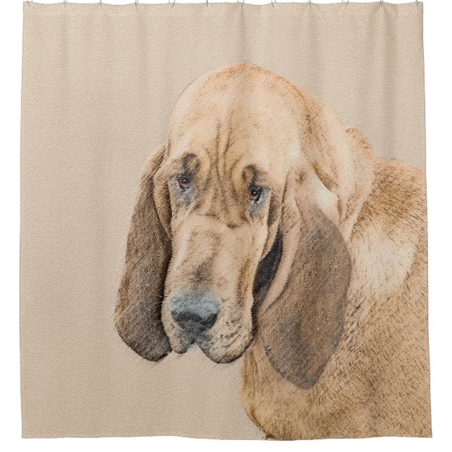 Bloodhound Painting - Cute Original Dog Art Shower Curtain (Front)