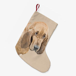 Bloodhound Painting - Cute Original Dog Art Small Christmas Stocking