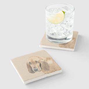 Bloodhound Painting - Cute Original Dog Art Stone Coaster