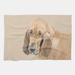 Bloodhound Painting - Cute Original Dog Art Tea Towel