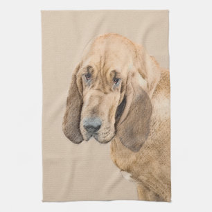 Bloodhound Painting - Cute Original Dog Art Tea Towel