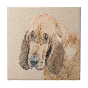 Bloodhound Painting - Cute Original Dog Art Tile