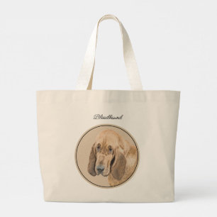 Bloodhound Painting Red Cute Scent Hound Dog Art Large Tote Bag