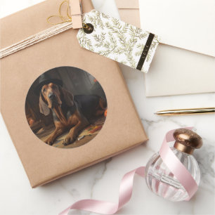 Bloodhound Pumpkins Halloween Scary Classic Round Sticker