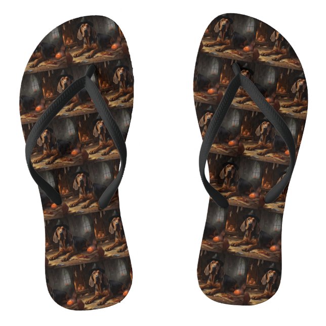 Bloodhound Pumpkins Halloween Scary  Jandals (Footbed)