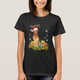 Bloodhound Reindeer Christmas Lights Dog Xmas T-Shirt