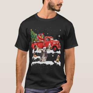 Bloodhound Riding Red Truck Merry Christmas X-mas T-Shirt
