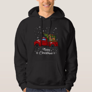 Bloodhound Riding Red Truck Merry Xmas Tree Dog Lo Hoodie