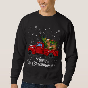 Bloodhound Riding Red Truck Merry Xmas Tree Dog Lo Sweatshirt
