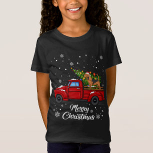 Bloodhound Riding Red Truck Merry Xmas Tree Dog Lo T-Shirt