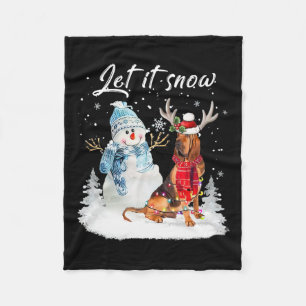 Bloodhound Santa Dog Christmas Snowman Xmas Pajama Fleece Blanket