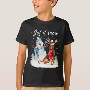 Bloodhound Santa Dog Christmas Snowman Xmas Pajama T-Shirt