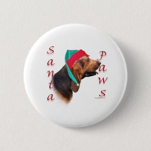 Bloodhound Santa Paws 6 Cm Round Badge