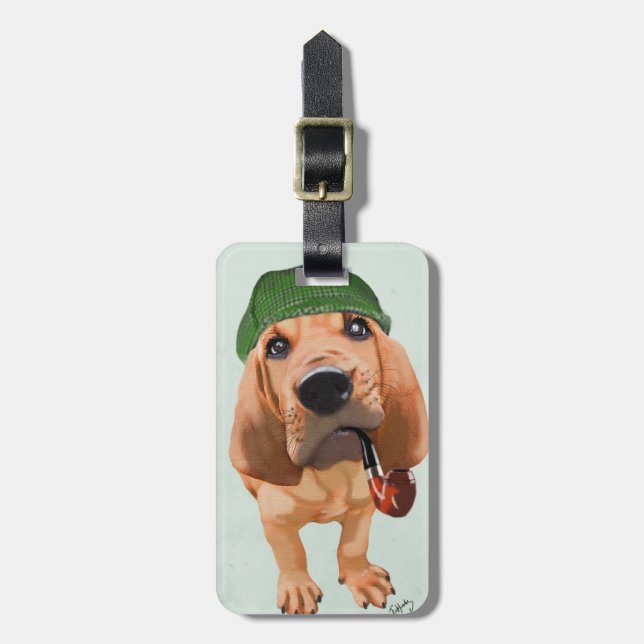 Bloodhound Sherlock Holmes Luggage Tag (Front Vertical)