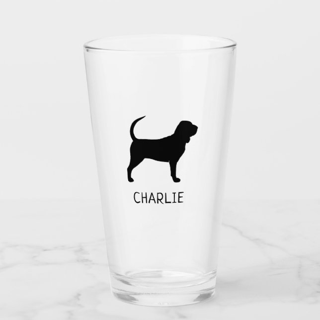 Bloodhound Silhouette Personalised Scent Hound Glass (Front)