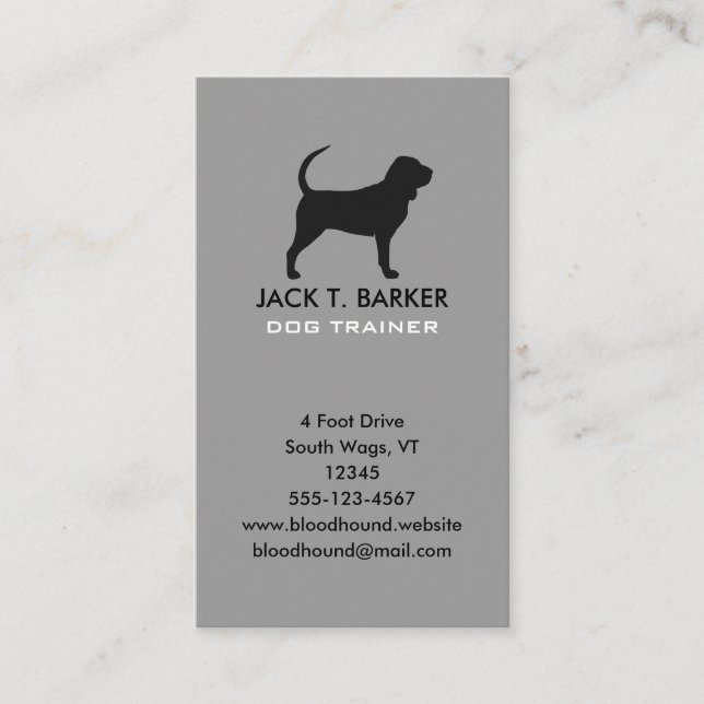 Bloodhound Silhouette Vertical Business Card (Front)