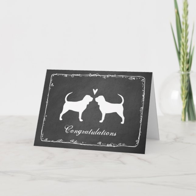Bloodhound Silhouettes Wedding Congratulations Card (Front)