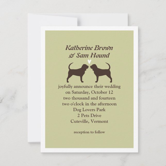 Bloodhound Silhouettes Wedding Invitation (Front)