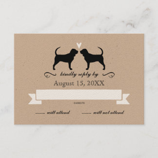 Bloodhound Silhouettes Wedding RSVP Card