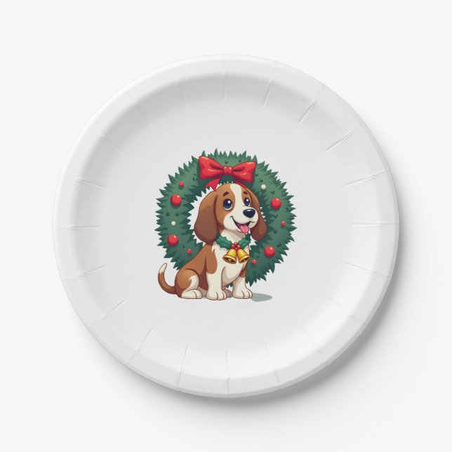 Bloodhound Sleigh Puller dog Paper Plate (Front)