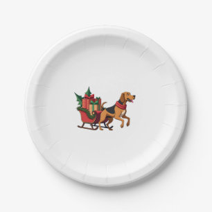 Bloodhound Sleigh Puller Paper Plate