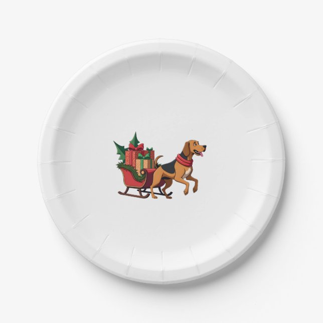 Bloodhound Sleigh Puller Paper Plate (Front)