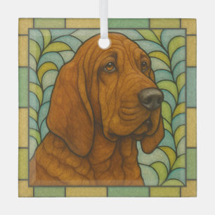 Bloodhound "Stained Glass"  Glass Tree Decoration