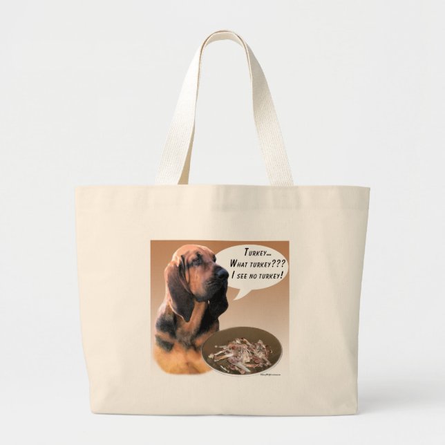 Bloodhound Turkey Large Tote Bag (Front)