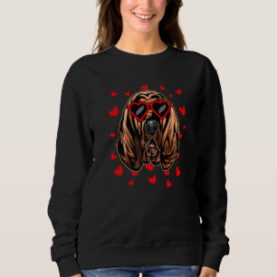 Bloodhound Valentines Day Dog Love Heart Glasses Sweatshirt