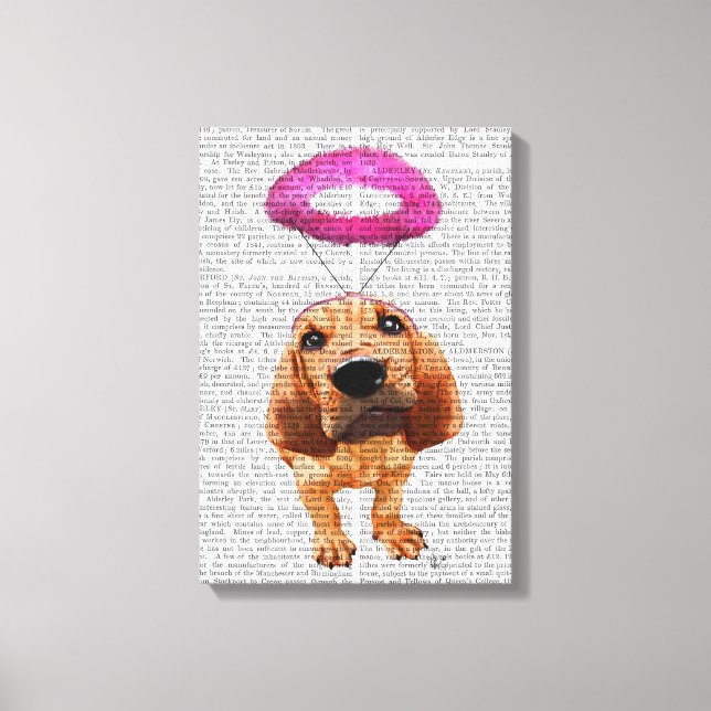 Bloodhound With Angelic Pink Halo Canvas Print (Front)
